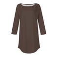 thumbnail image 3 of Brown Women's Long Sleeve T-shirt, Women'S Pure Color Fashionable Casual Round Neck And Three Quarter Sleeve Top,Women's Long sleeve T-shirt 3XL, 3 of 4