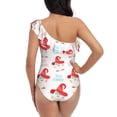thumbnail image 5 of Sikiie Funny Gnomes Print Women One Piece Swimsuits Tummy Control One Shoulder Bathing Suits Ruffle Swimwear, From S to XXL-Small, 5 of 6