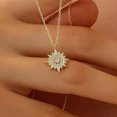 thumbnail image 2 of Sparkle Jewels 14K Yellow Gold Plated Round Cubic Zirconia Women's Starburst Pendant Necklace, 2 of 3