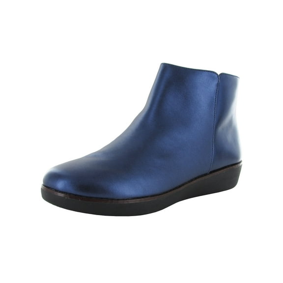 Fitflop Womens Ziggy Zip Sheer Metallic Leather Boots, Midnight Navy, US 5