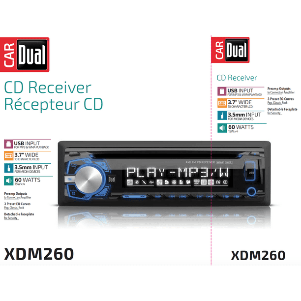 Dual Electronics XDM260 Multimedia Detachable 3.7 inch LCD Single DIN