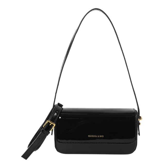 8111 Bolso Cruzado Versátil Con Textura Alta Gama Bolso Cuadrado Pequeño Charol Con Hombro (negro)