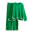 thumbnail image 2 of Lounge Set for Women Womens Pajamas Sets Fashion Irregualr Hem Slit Long Sleeve Pullover Sweater Wide Leg Pant Sets Ladies Homewear Sleepwear 2 Piece Outfits Under $10, 2 of 5