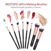 BESTOPE Premium Synthetic Foundation Brush Blending Face Powder Blush Concealers Eye Shadows Makeup Brushes Kit, Rose Golden, 16 Pieces