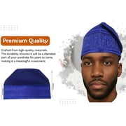Blue Embroidered African Hand woven Aso Oke Hat