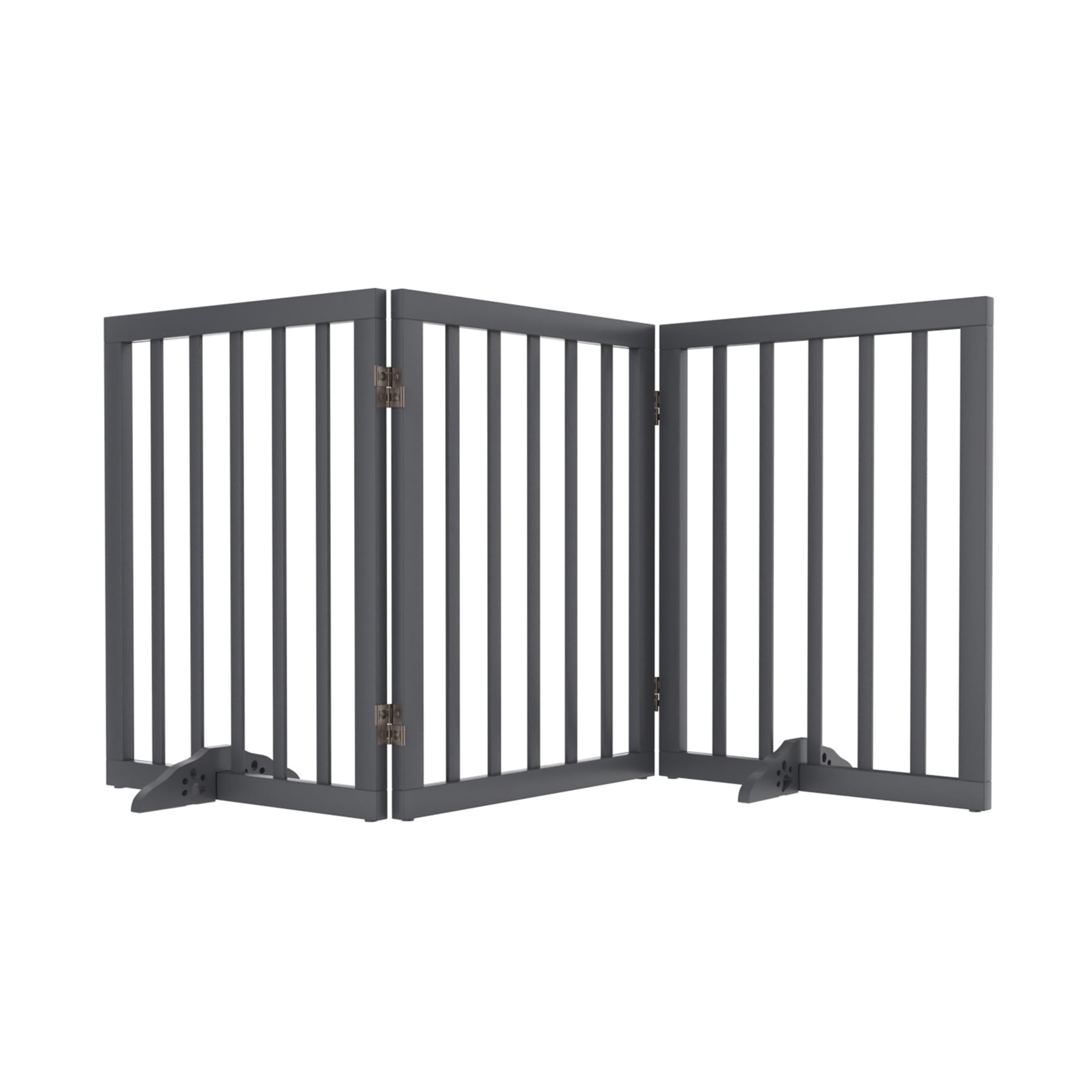 Algherohein Dog Gate for Inside,Freestanding Pet Gate for Doorways,24" Gray