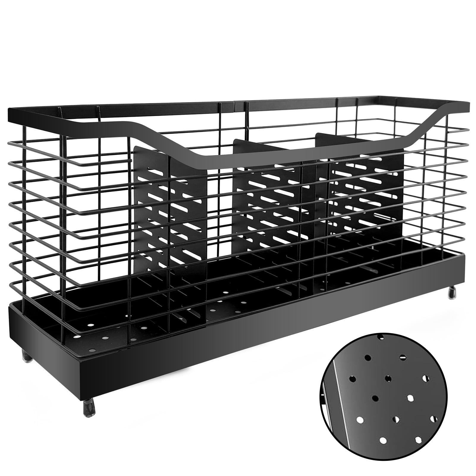Godance Extra Large Kitchen Utensil Organizer with 4 Compartments - Countertop Storage Holder for 40+ Cooking Tools, Drainage Design with Non-Slip Base, Countertop Organizer for Spoons, Spatulas