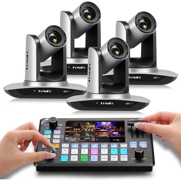 FoMaKo 30x Optical Zoom NDI Camera AI Auto-Tracking Gen 3, for Real-time Collaboration of Video Conferencing and Remote Monitoring Live Streaming and Live Production.（FMK30UH NDIX4 KC602