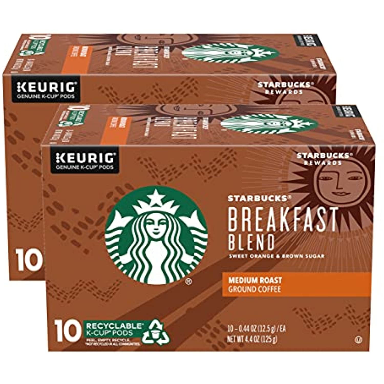 Starbucks Coffee KCup Pods, Breakfast Blend Medium Roast, Ground