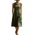 thumbnail image 2 of IUYRTFE Women's Loose Fit Sleeveless Tank Dress with Pockets Cotton Linen Blend Casual Summer Midi Dress, 2 of 6