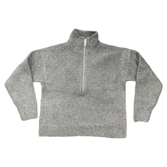 Vince Camuto Women's Half-Zip Pullover Ribbed Knit Fashion Sweater (Heather Grey, XS)