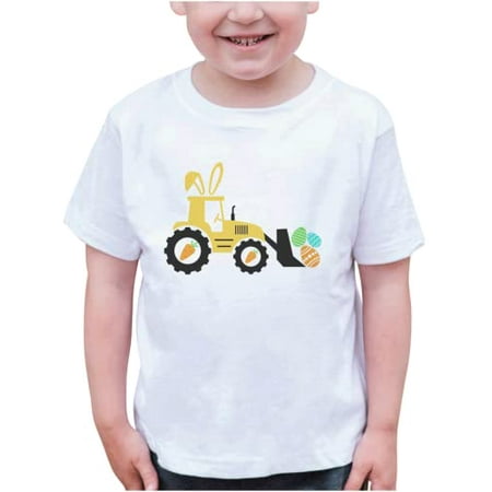 

7 ate 9 Apparel Kids Happy Easter Shirts - Construction Truck White T-Shirt 5T