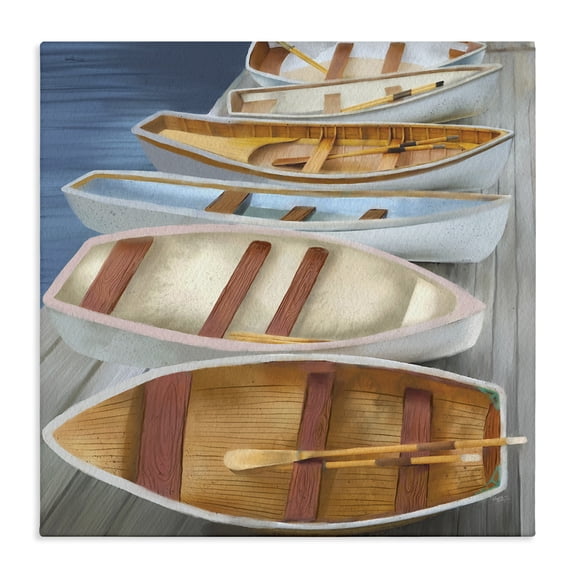 Stupell Industries Rustic Lodge Rowboats Along Lake Dock Canvas Art, 24 x 24, by Elizabeth Medley