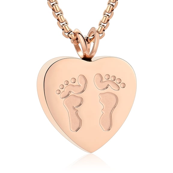 Heart & Feet Urn Necklace for Ashes Ashes Keepsake Urn Pendant Necklace Cremation Urns Memorial Jewelry Stainless Steel Mini Urns Jewelry