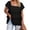 Black, variant on Women's Plus Size Ruffled Chiffon Blous Square Neck Short Sleeve Tiered Top Summer Vacation Top