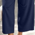 thumbnail image 6 of Womens Pants with Pockets 100% Cotton Decorative Button Drawstring Cropped Pants, 6 of 7