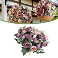 thumbnail image 5 of 2 Pcs Rose Artificial Flowers Fake Flowers Bouquet 15 Heads Silk Faux Floral Bundles with Stem for Home Bridal Wedding Arrangements Table Centerpieces Party Decor (Purple), 5 of 5