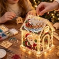 thumbnail image 4 of 3D Christmas House Pearl Art Kit, Acrylic Bead Craft Set with LED Lights, DIY Festive House Ornament Decoration for Tree, Tabletop, Mantel, Living Room, Festive Craft, A, 4 of 7