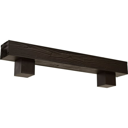

Ekena Millwork 4 H x 8 D x 60 W Sandblasted Faux Wood Fireplace Mantel Kit w/ Alamo Corbels Natural Mahogany