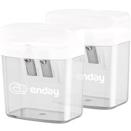 Enday Dual Manual Pencil Sharpener for Colored Pencils, Large Pencil, Gray 2 Pack