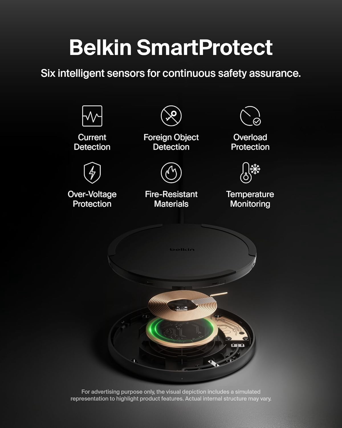 Belkin Wireless Charging Pad 15W - Qi Charger, Charging Station for Apple iPhone, Samsung Galaxy - Power Supply and Cable Included - Black
