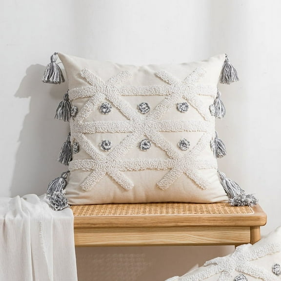 Nvzi Fundas de almohada bohemias súper suaves, cojines decorativos para sofá de primavera, cojín para sala de estar, 18 x 18 pulgadas, C
