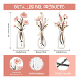 thumbnail image 2 of Jarrón Metálico De Pared Adorno Metal Pared Flores 3 Piezas Malubero Rosa, 2 of 5