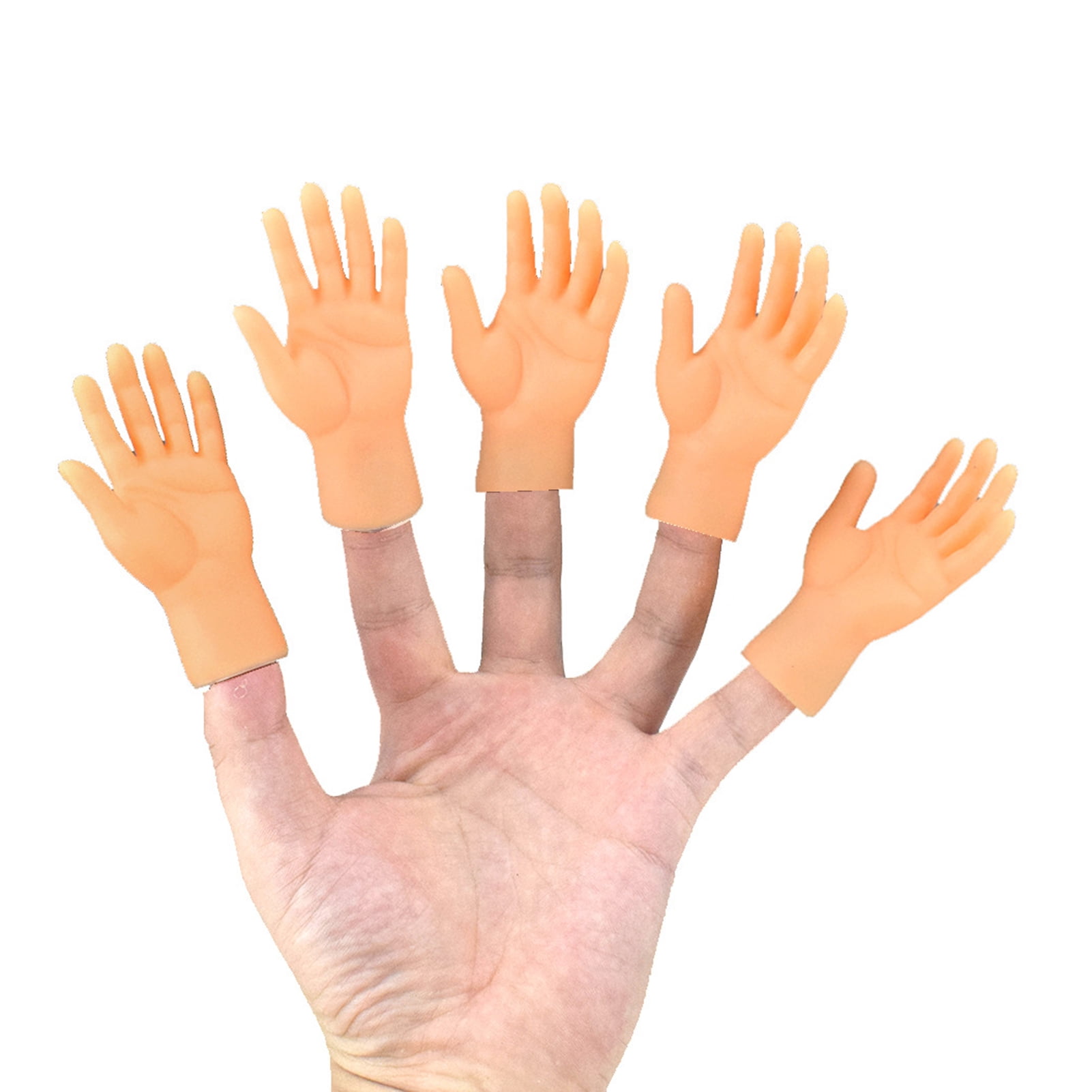  Tiny Hands 4.5-Inch Novelty Toys, Beige Left and Right Hands, Plastic Hand Puppets with Holding Sticks