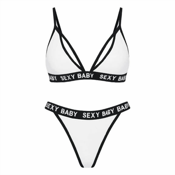 Women's Sexy Baby Cotton Bra and Panties White, Small