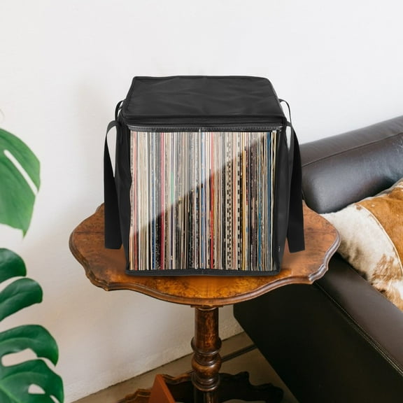 Vinyl Record Storage Bag, 12" PVC Clear LP Vinyl Record Storage Bag Holds up to 50 Vinyl Albums, Vinyl Album Carrying Case Bag with Handle, Protective CD LP Record Holder for Travel, Organizer