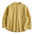 thumbnail image 2 of T-Shirt for Man Long Sleeve Crew Neck Henley Shirts Basic Yellow Tshirt with Button Mens Gym Shirts, 2 of 5