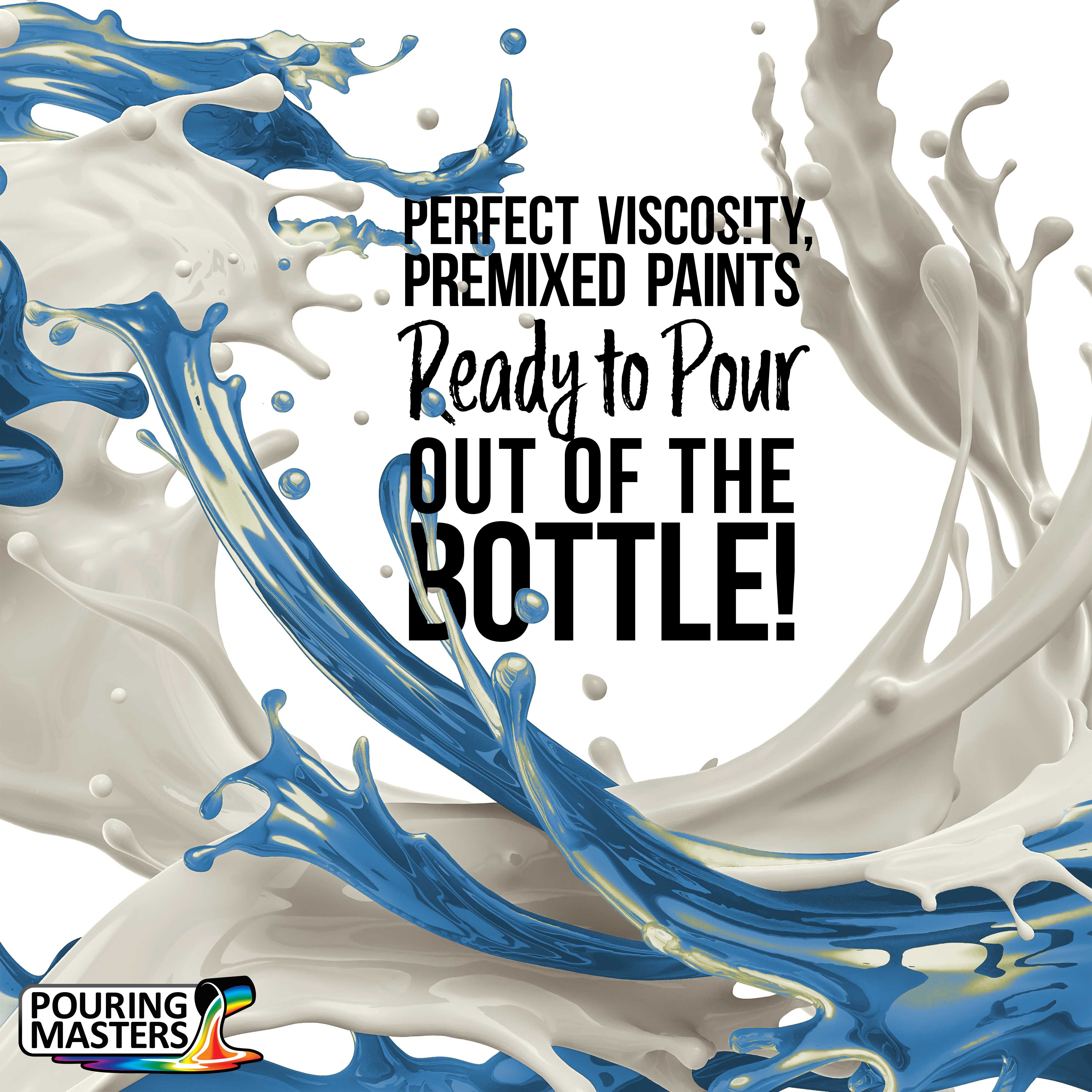 Pouring Masters Blue/Gold Iridescent Special Effects Pouring Paint - Quart Bottle - Acrylic Ready to Pour Pre-Mixed Water Based for Canvas, Wood, Paper, Crafts, Tile, Rocks and More