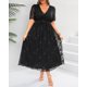 thumbnail image 5 of Vestido Pinup Fashion para mujer, talla grande, cuello en V de gasa negra, 5 of 6