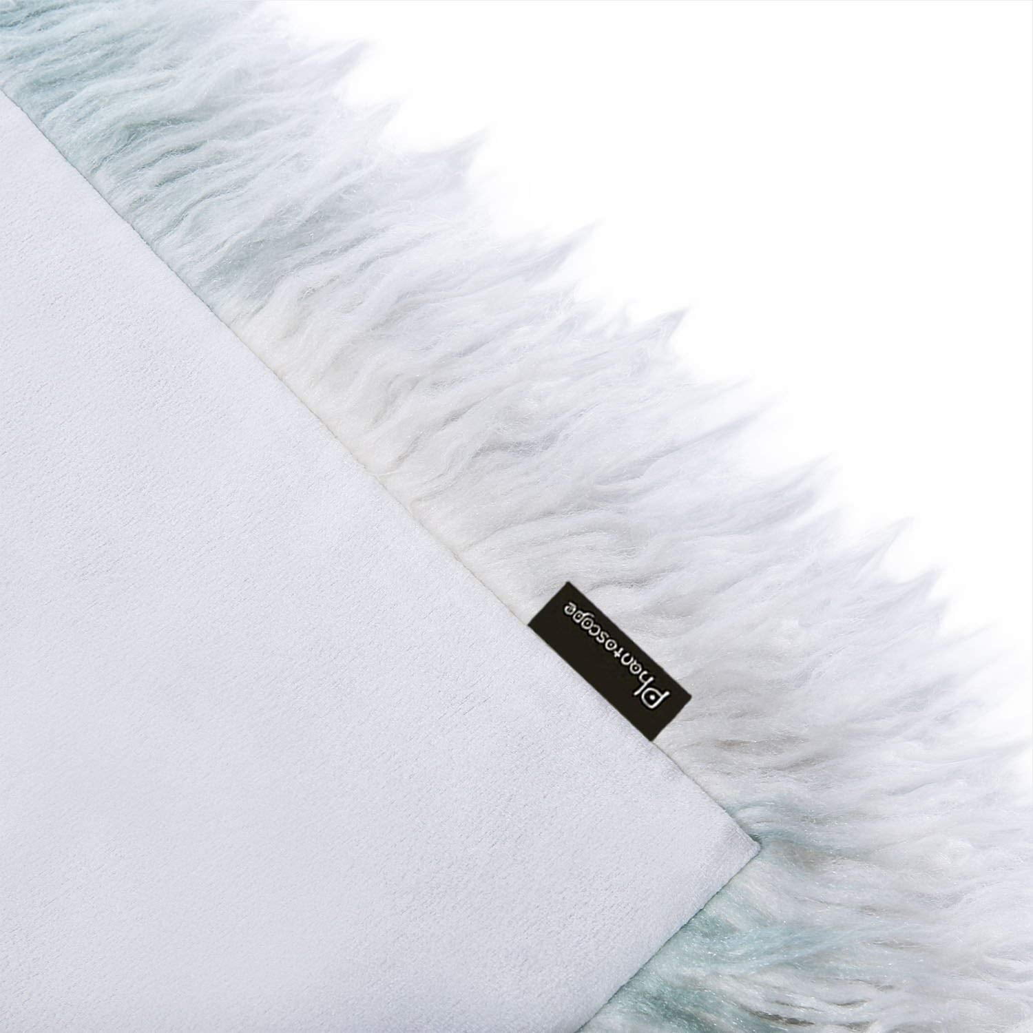 Phantoscope Merino Style Faux Fur Series Decorative Throw Pillow, 12" x 20", Blue/White, 1 Pack