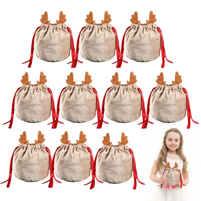 Bolsa con cordón para Navidad, bolsa de regalo con forma de asta, bolsa para decoraciones navideñas, bolsa con cordón para embalaje