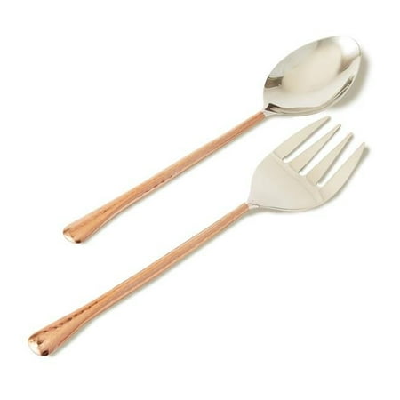 

11 in. Hammered Salad Server Set Silver & Copper