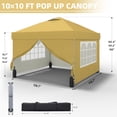 thumbnail image 4 of Ainfox 10'x10'Pop Up Canopy Tent 4 Removable Walls Windproof UV Shelter Outdoor,Brown, 4 of 8