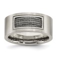 thumbnail image 1 of Stainless Steel Grey Cable Inlay 10mm Ring Man  For Dad Mens  For Him, 1 of 11