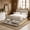 Rustic Gray, variant on Advwin Queen Farmhouse Bed with Headboard, Storage Bench & LED Light Strip, Wooden Platform Bed Frame with 3 Drawers & 2 Flip-Top Compartments, No Box Spring Needed, Rustic Brown