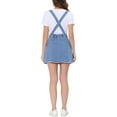 thumbnail image 3 of Women's Denim Skirt Overall Adjustable Strap Braces Mini Suspender Washed Jean Skirts XL Blue Frayed, 3 of 6