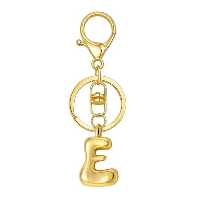 Hearth & Gear Custom Letter Keychain Key Ring For Initial Charm With Sturdy Metal Loop And Easy To Find Design For And Luggage