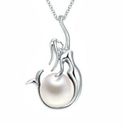 Mermaid Necklace Simulated Pearl Sterling Silver Womens by Ginger Lyne Collection