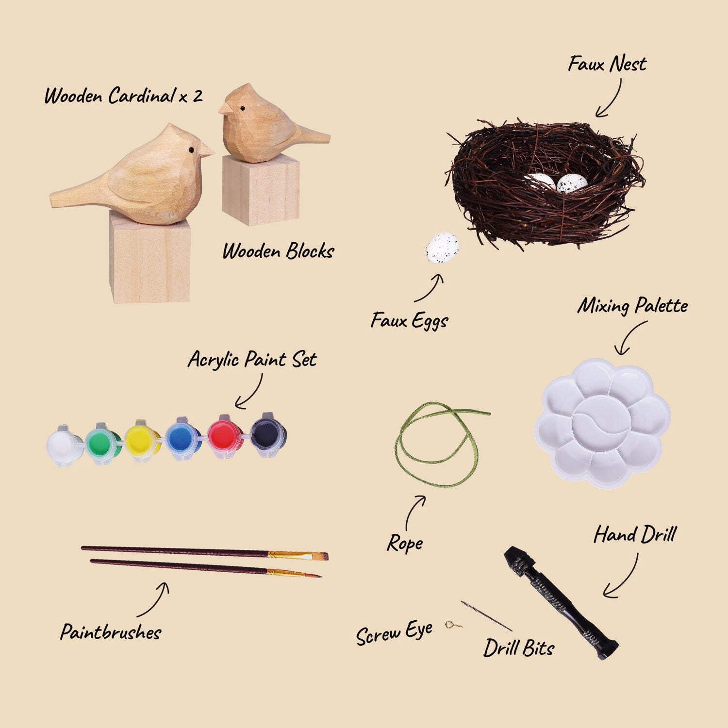 Hand-Carved Cardinal Bird DIY Painting Kit – Nature-Inspired Decor  Gifts