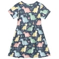 thumbnail image 4 of joogoo Dinosaur Tree Pattern Girls' Short Sleeve Dress Kids Dresses 7-8T, 4 of 8