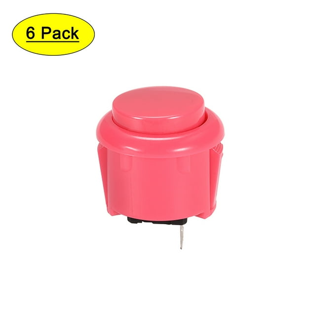 Interruptor de botón pulsador momentáneo redondo de 23 mm para juegos de arcade, color rosa, 6 piezas
