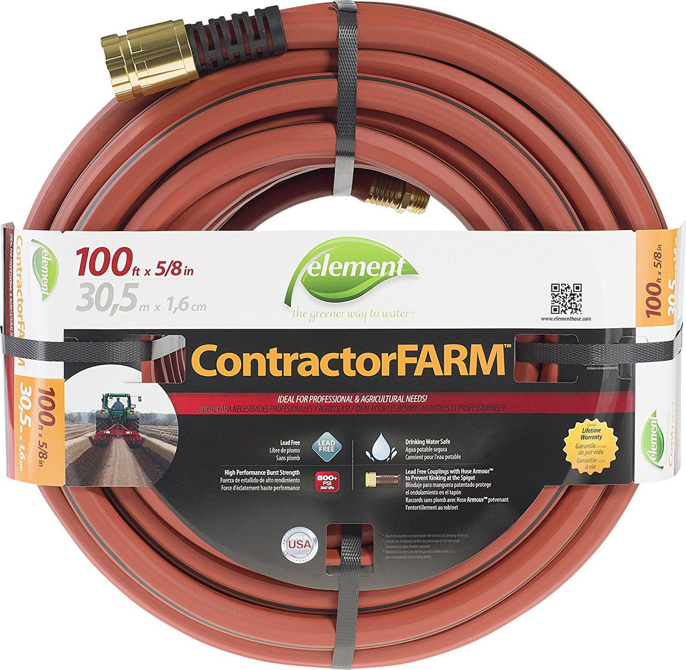5/8 in Element Contractor Farm Premium Duty Water Hose strength Dia x 100 ft 