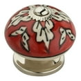 thumbnail image 1 of Mascot Hardware CK312 1.6 in. Feuille sur le Bouton Rouge de l'Armoire & 44; Blanc & Rouge - Pack de 5, 1 of 1