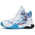 thumbnail image 2 of Kid's Basketball Shoes Boys Sneakers Girls Trainers Comfort High Top Basketball Shoes for Boys(Little Kid/Big Kid) White Blue, 2 of 5