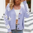 thumbnail image 2 of Baberdicy Cardigan Sweater Women's Sweater 2023 Fall Long Sleeve Casual Print Jumper Knitted Cardigan Loose Preppy Sweater Cardigan Women's Cardigans Purple, 2 of 7