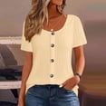 thumbnail image 2 of Ltctricy Women's Tunic Tops Plus Size Short Sleeve Scoop Neck Button Front Ribbed Knit T Shirts Loose Casual Tee Blouses, 2 of 5